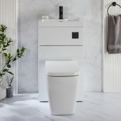 Conjunto de Baño Moderno Completo con Mueble de Lavabo y WC Integrado con Inodoro Milton - 500mm x 890mm - Disponible en Distintos Acabados - Cluo