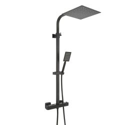 Columna de Ducha Moderna con Mezclador de Ducha Termostático en Barra Cuadrado Completa con Alcachofa de Ducha Cuadrada y Telefonillo - Disponible en Distintos Acabados - Arvel