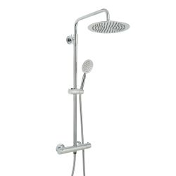 Columna de Ducha con Mezcladora de Ducha Termostático en Barra en Estilo Moderno con Alcachofa de Ducha Redonda y Telefonillo de Ducha - Disponible en Distintos Acabados