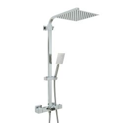 Columna de Ducha con Mezclador Termostático para Bañera en Estilo Moderno Completo con Llenador de Bañera, Alcachofa de Ducha Cuadrada y Telefonillo -  Disponible en Distintos Acabados  - Tolima
