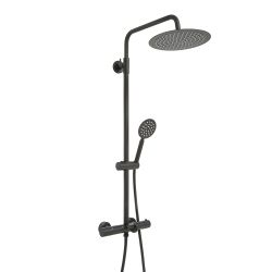 Columna de Ducha Termostática Moderna con Mezclador en Barra Completa con Llenador de Bañera, Alcachofa de Ducha Redonda y Telefonillo - Disponible en Distintos Acabados  - Arlo