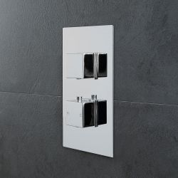 Termostato de Ducha de 2 Funciones con Manijas de Control Cuadradas - Kubix