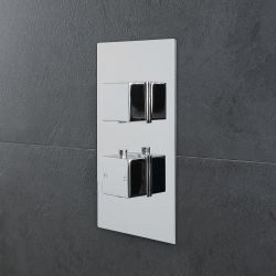 Termostato de Ducha de 2 Funciones con Manijas de Control Cuadradas - Kubix