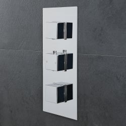 Termostato de Ducha de 3 Funciones con Desviador con Manijas de Control Cuadradas - Kubix