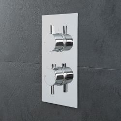 Termostato de Ducha de 2 Funciones con Manijas de Control Redondas en Estilo Minimalista