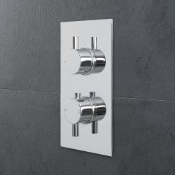 Termostato de Ducha de 2 Funciones con Manijas de Control Redondas en Estilo Minimalista