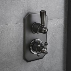 Hudson Reed Elizabeth - Mezclador de Ducha Empotrable Tradicional de 2 Funciones con Desviador con Diseño Doble - Negro