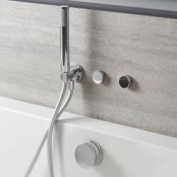 Control de Ducha Digital Termostático Completo con Telefonillo de Ducha y Llenador de Bañera para Rebosadero con Válvula de Desagüe - Cromado - Narus