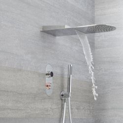 Ducha Digital con Sistema de Control de 3 Salidas con Alcachofa Efecto Lluvia y Cascada con  Telefonillo - Narus