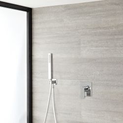 Conjunto de Ducha con Mezclador de Ducha Manual de 1 Función con Telefonillo Cuadrado Cromado - Harting