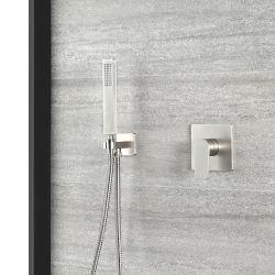Conjunto de Ducha con Mezclador de Ducha Manual de 1 Función con Telefonillo Cuadrado Color Níquel Cepillado - Harting