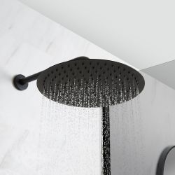 Ducha Termostática Negra de 3 Salidas con Alcachofa de Ducha, Rebosadero, Llenador de Bañera y Barra de Ducha Deslizante con Telefonillo - Nox