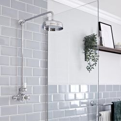 Hudson Reed Elizabeth - Mezclador de Ducha Termostático Tradicional Expuesto de 1 Salida con Diseño Doble - Cromado y Blanco