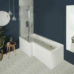 Bañera de Hidromasaje Whirlpool Cuadrada con Mampara - Opción de Jets y Selección de Tamaños y Faldones - Sandford