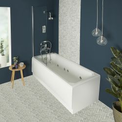 Bañera Tradicional de Hidromasaje Whirlpool Estándar con Mampara para Bañera Cromada - Selección de Faldones y Disponible en Distintas Medidas - Richmond