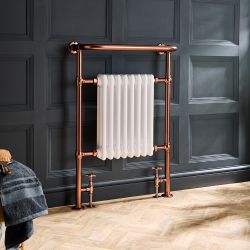 Radiador Toallero Tradicional - Cobre Satinado  - 963mm x 673mm (con Barra Porta Toallas) - Elizabeth