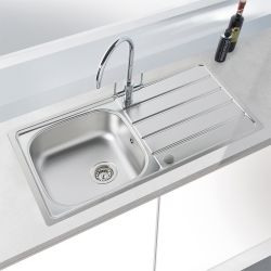 Harlyn Towan - Fregadero de Cocina de Acero Inoxidable de 1 Seno con Escurridor Reversible