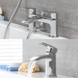 Set de Grifos de Baño Modernos para Lavabo y Bañera Completo con Kit de Ducha - Razor