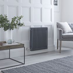 Radiador Eléctrico Tradicional Antracita Horizontal Columnas Triples - Disponible en una Selección de Tamaños y con Termostato Wi-Fi - Regent ECOSO de Hudson Reed
