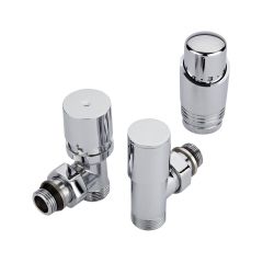 Par de Llaves Angulares Termostáticas Cromadas para Radiador y Radiador Toallero con Selección de Múltiples Adaptadores Pex y Multicapa