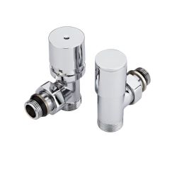 Par de Llaves Angulares Cromadas con Cabezal Termostático Blanco para Radiador y Toallero con Selección de Múltiples Adaptadores - Pex y Multicapa