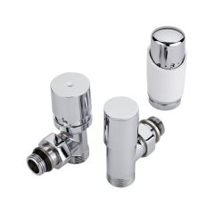 Par de Llaves Angulares Cromadas con Cabezal Termostático Blanco para Radiador y Toallero con Selección de Múltiples Adaptadores - Pex y Multicapa