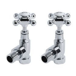 Par de Llaves Angulares Cromadas para Radiador y Radiador Toallero Tradicional Para Tubos de Cobre de 15mm