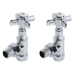 Par de Llaves Angulares para Radiador y Radiador Toallero Tradicional en Cromo para Tubos de Cobre de 15mm