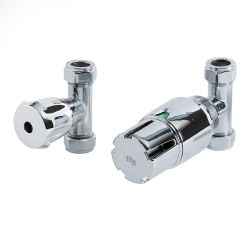 Par de Llaves Rectas Termostáticas para Radiador o Radiador Toallero para Tubos de Cobre de 15mm
