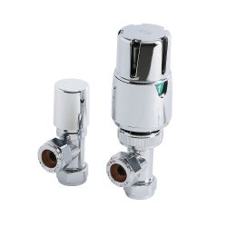 Par de Llaves Angulares Termostáticas Cromadas para Radiador para Tubos de Cobre de 15mm
