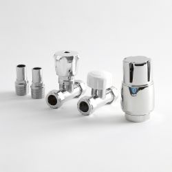 Llaves para Radiador - Cromadas -  Termostáticas Rectas (Par) - Select