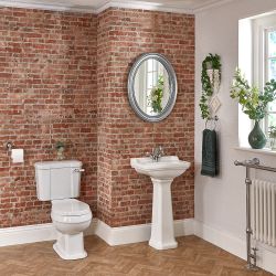Conjunto Tradicional para Cuarto de Baño Completo con Inodoro Monobloque y Lavabo con Pedestal - Richmond