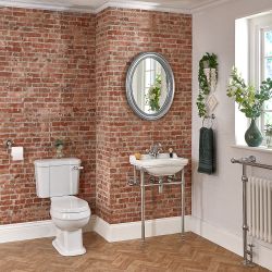 Conjunto de Baño Tradicional Completo con Inodoro Monobloque y Lavabo con Consola - Richmond