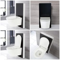 Kit para Inodoro Negro de 500mm Completo con Inodoro WC Japonés Inodoro-Bidé Inteligente - Saru