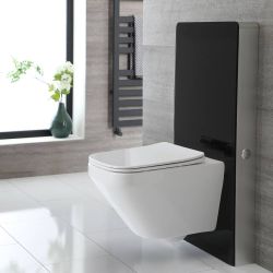 Mueble de WC de 500mm Moderno Negro Completo con Inodoro Suspendido - Saru
