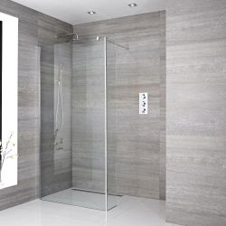 Mampara para Ducha de Obra de 1950mm – Disponible en una Selección de Dimensiones y con Opción de Panel Antisalpicaduras con Bisagras - Cromada - Disponible en Distintas Medidas  - Portland