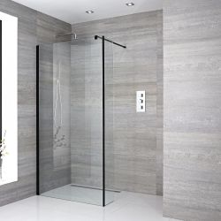 Conjunto de Ducha Walk-in con Mampara de Obra con Panel Antisalpicaduras con Selección de Hojas de Vidrio y Sumideros - Nox