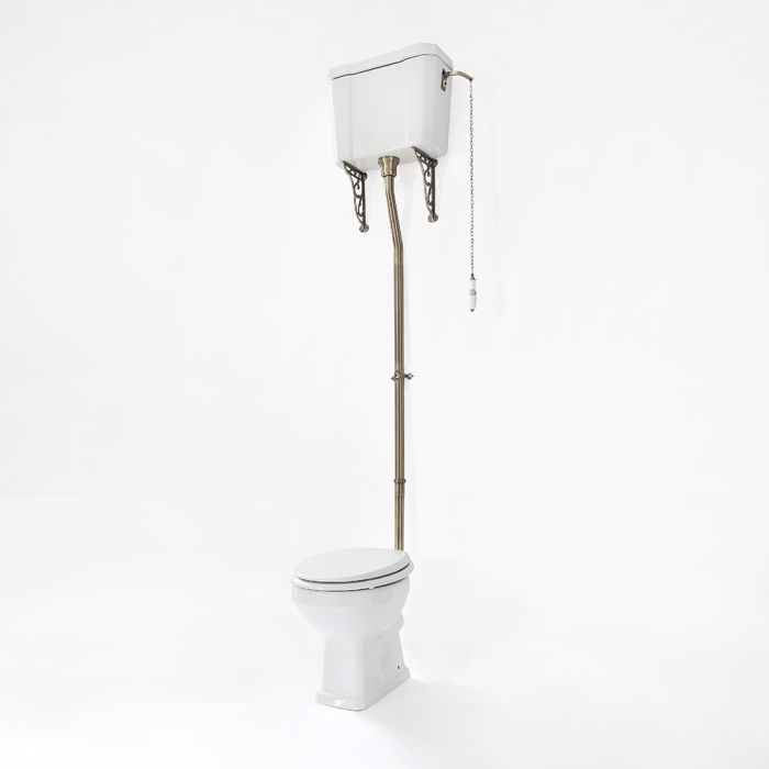 Kit con Tubo de Descarga para WC con Cisterna Alta - Oro Cepillado - Elizabeth
