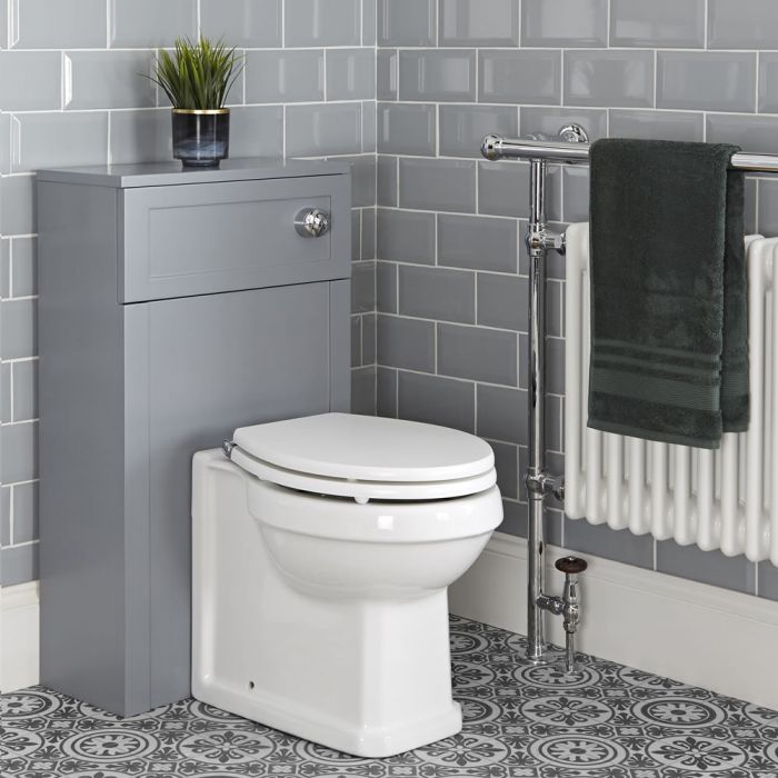 Mueble de WC Tradicional Color Gris Claro de 500mm Completo Inodoro Adosado y Cisterna - Thornton