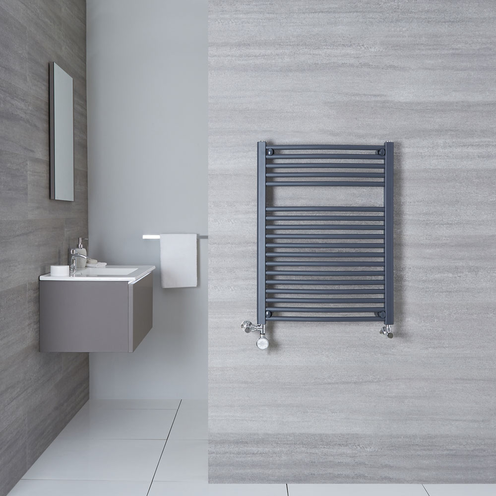Radiador Toallero Mixto Curvo - Antracita - 800mm x 600mm x 52mm - 592 Vatios - Loa