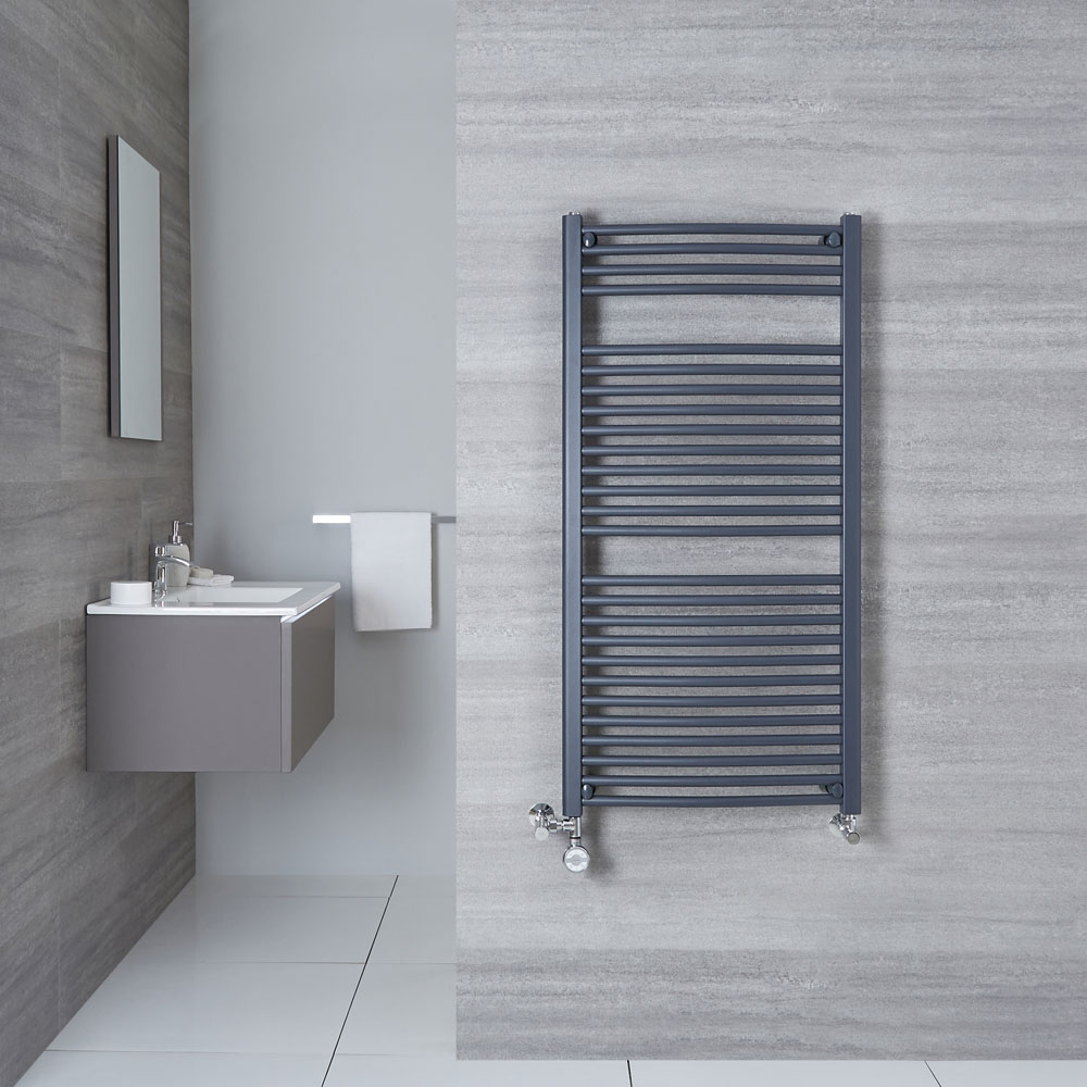 Radiador Toallero Mixto Curvo - Antracita - 1200mm x 600mm x 52mm - 888 Vatios - Loa