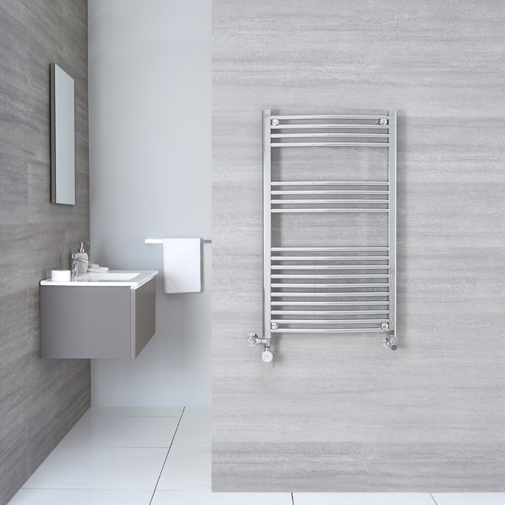 Radiador Toallero Mixto Curvo - Cromado - 1000mm x 500mm x 45mm - 360 Vatios - Ischia