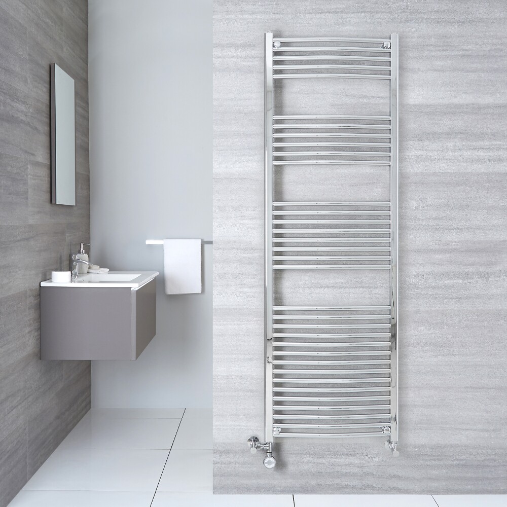 Radiador Toallero Mixto Curvo - Cromado - 1800mm x 500mm x 45mm - 667 Vatios - Ischia