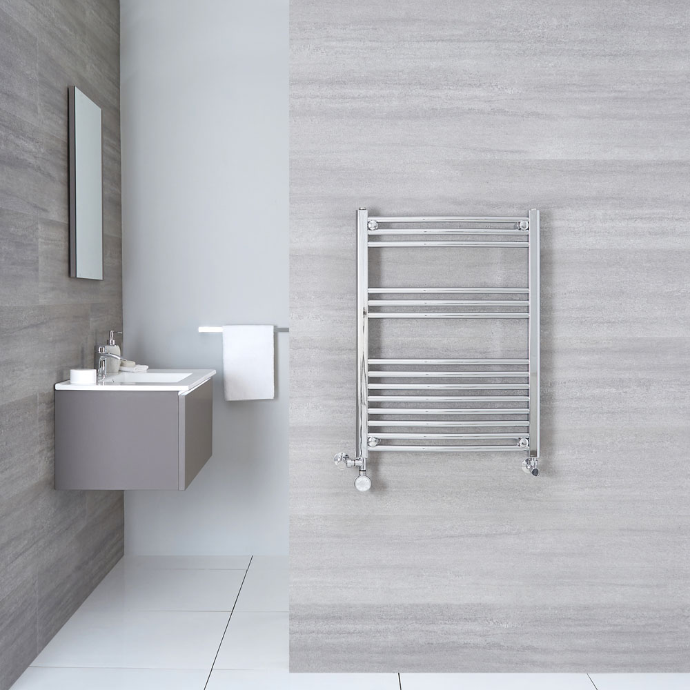 Radiador Toallero Mixto Curvo - Cromado - 800mm x 600mm x 50mm - 322 Vatios - Ischia