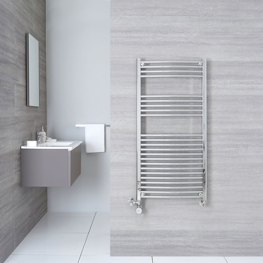Radiador Toallero Mixto Curvo - Cromado - 1200mm x 600mm x 50mm - 511 Vatios - Ischia