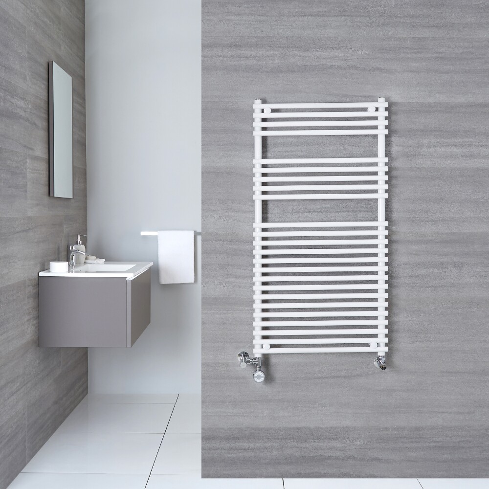 Radiador Toallero Mixto Plano - Blanco - 1150mm x 450mm x 70mm - 412 Vatios - Ischia