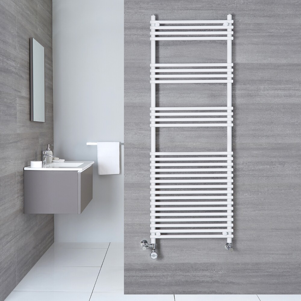 Radiador Toallero Mixto Plano - Blanco - 1650mm x 600mm x 54mm - 671 Vatios - Ischia