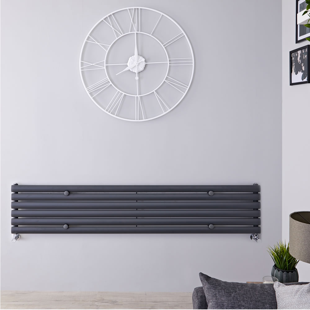 Radiador de Diseño Horizontal - Antracita - 354mm x 1600mm x 56mm - 814 Vatios - Revive