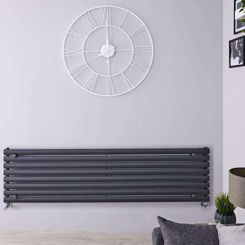 Radiador de Diseño Horizontal - Antracita - 472mm x 1600mm x 56mm - 1304 Vatios - Revive