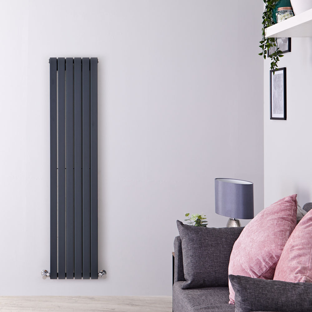 Radiador de Diseño Vertical Doble - Antracita - 1600mm x 354mm x 72mm - 1193 Vatios - Sloane